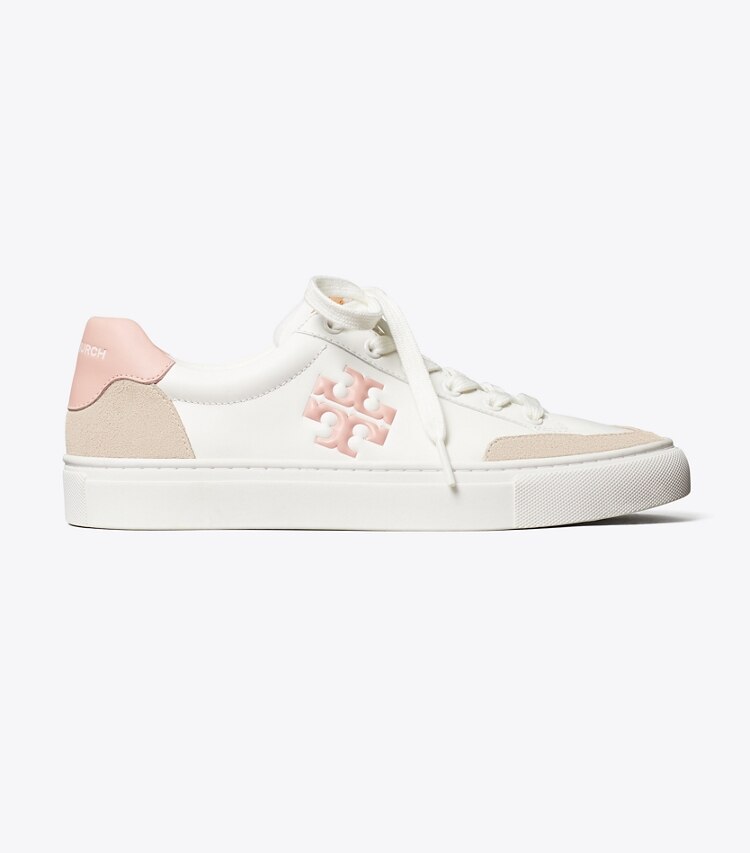 Tory Burch designer sneakers Andrea Colorblock Court Sneaker in Snow White / CALCARE / Seashell Pink side