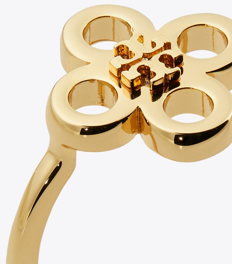 Tory Burch designer anelli Anello Kira Clover in Tory Gold angle