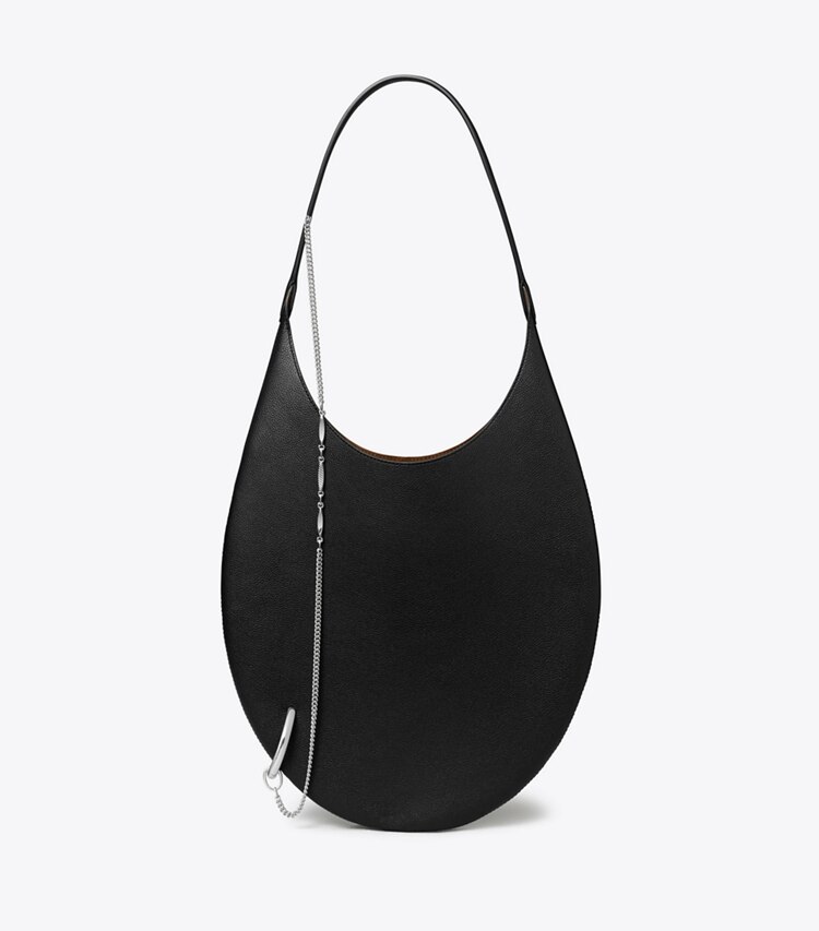 Tory Burch designer portafogli Anello Pierced con catena in Palladium dettaglio