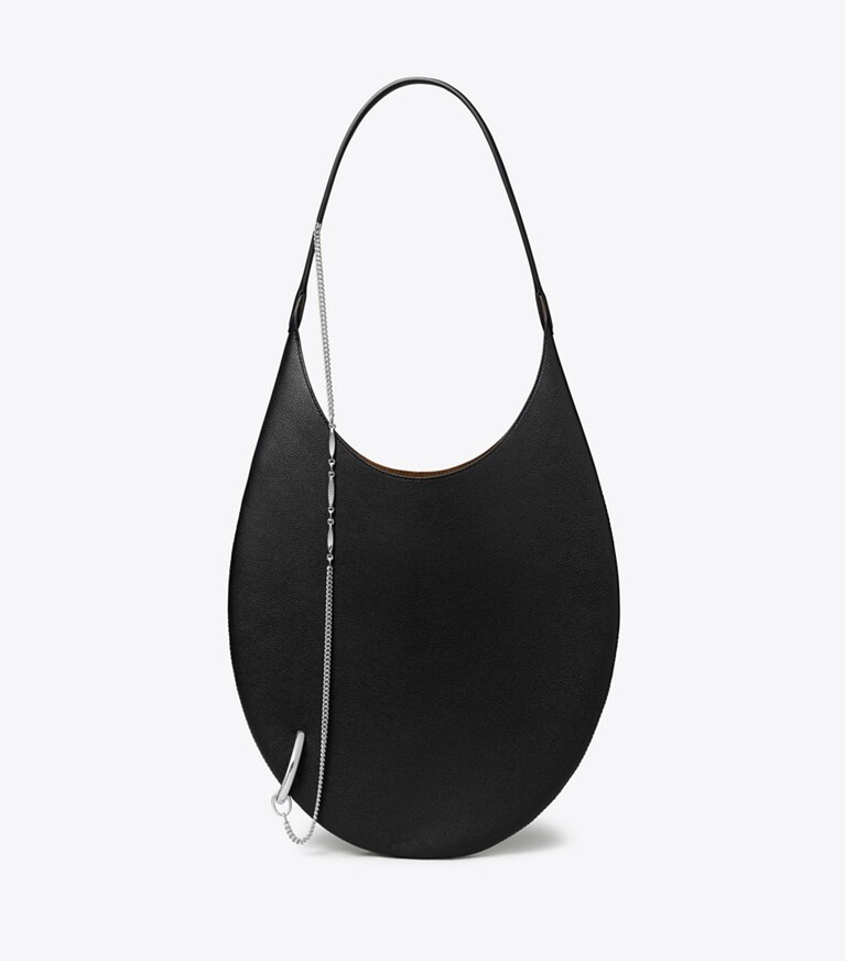 Tory Burch designer portafogli Anello Pierced con catena in Palladium dettaglio