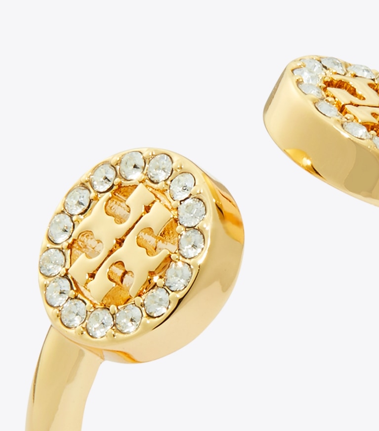 Tory Burch diseñador anillos Anillo abierto Icon con pavé en Tory Gold / Crystal detalle