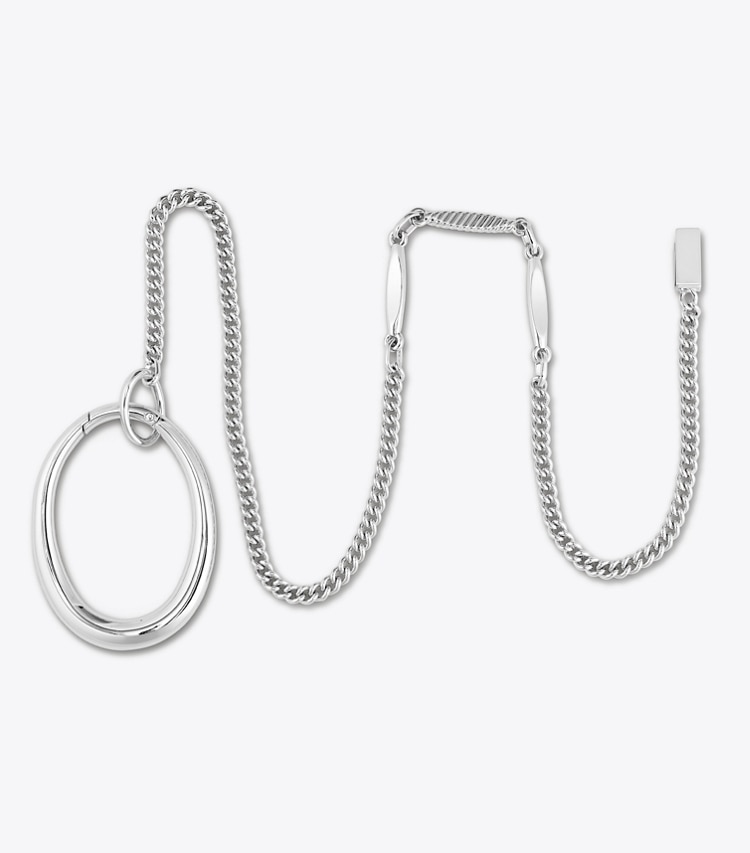 Tory Burch diseñador carteras Anillo con cadena Pierced en Palladium frontal