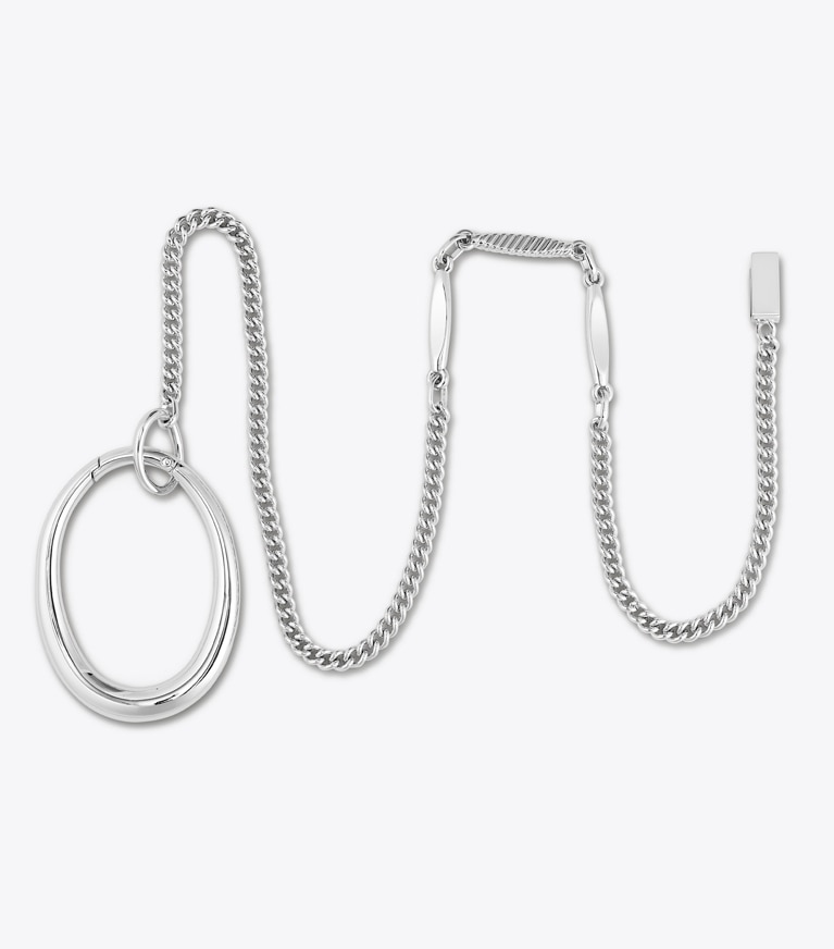 Tory Burch diseñador carteras Anillo con cadena Pierced en Palladium frontal