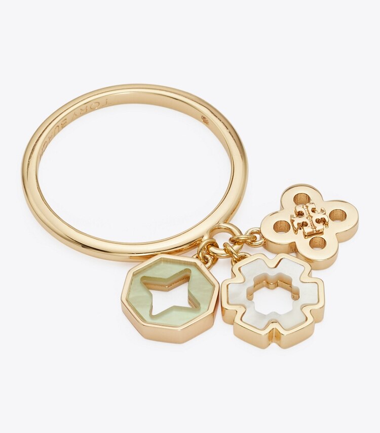 Tory Burch diseñador anillos Anillo con dije Forget Me Not en Tory Gold / Mother of Pearl adicional