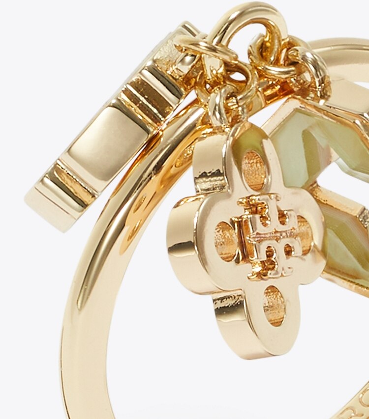 Tory Burch diseñador anillos Anillo con dije Forget Me Not en Tory Gold / Mother of Pearl detalle