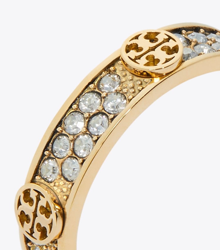 Tory Burch diseñador anillos Anillo con pavé Icon en Tory Gold / Crystal detalle