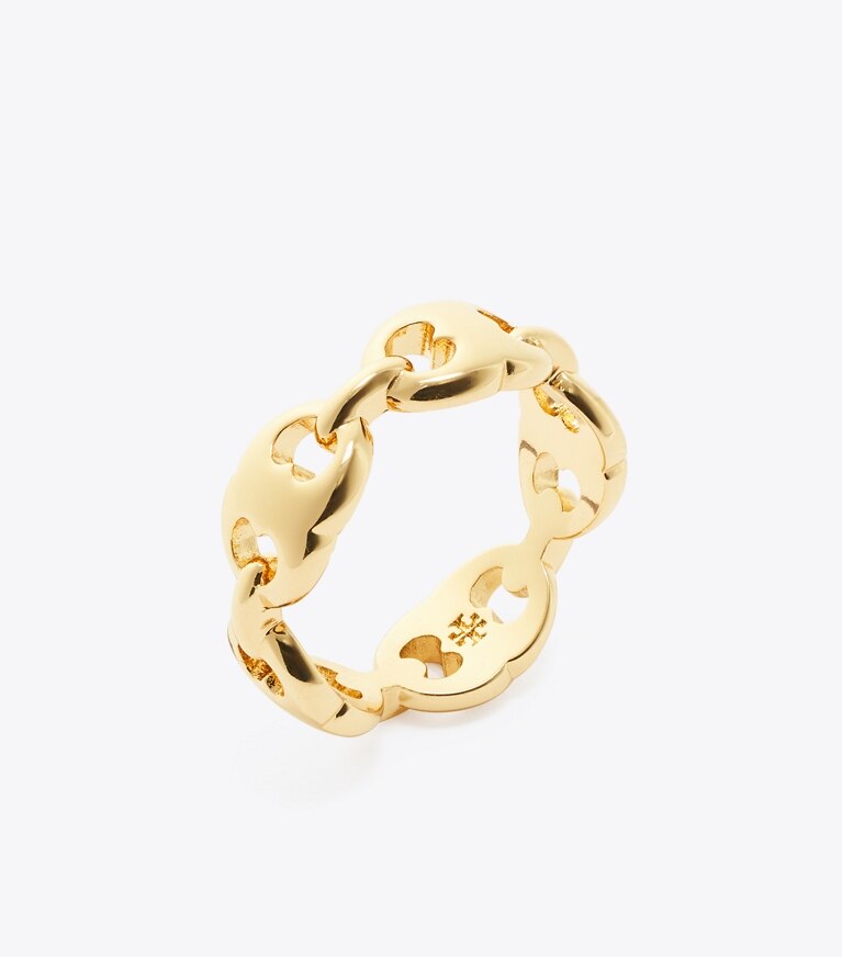 Tory Burch diseñador anillos Anillo de eslabones Gemini en Light Brass ángulo
