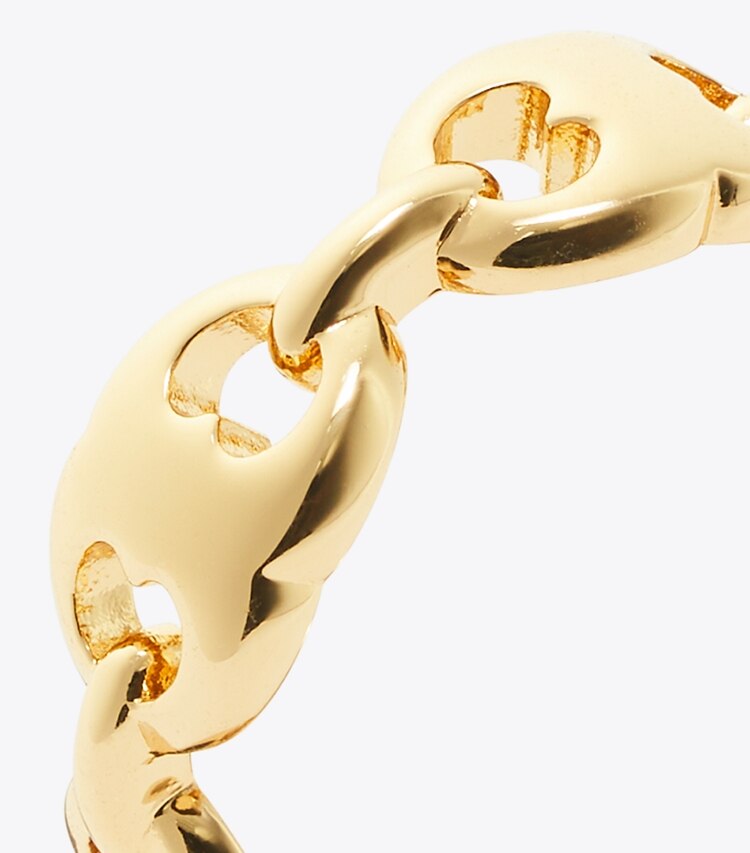 Tory Burch diseñador anillos Anillo de eslabones Gemini en Light Brass detalle