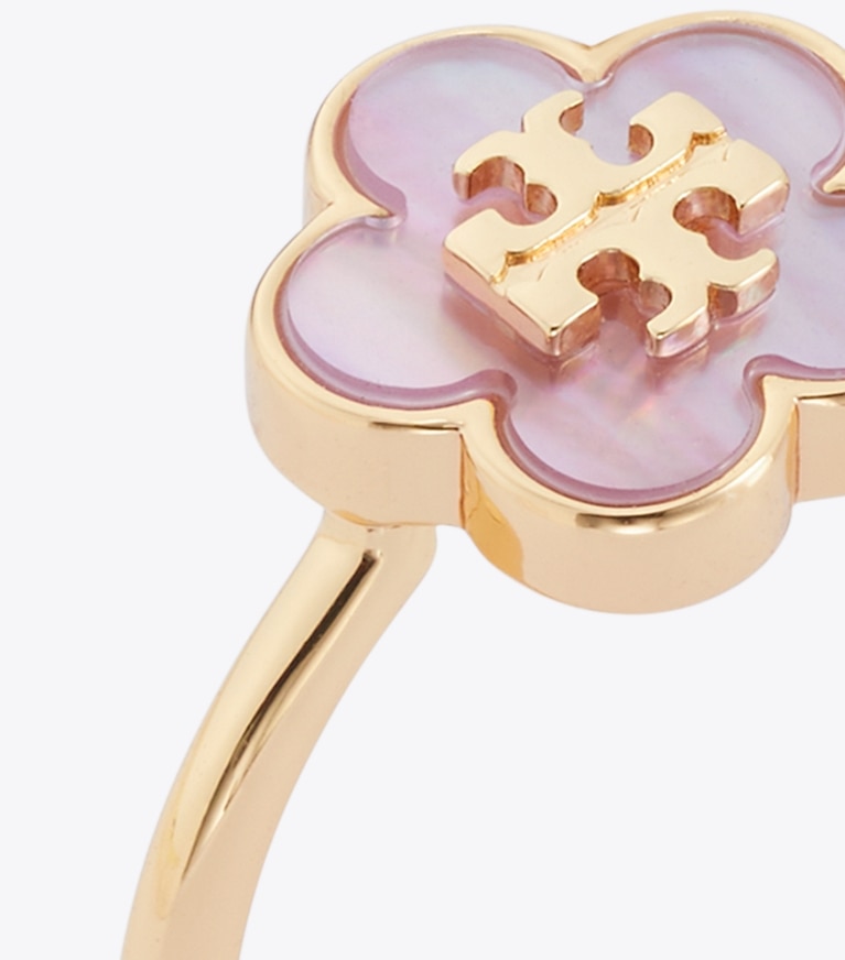 Tory Burch diseñador anillos Anillo Forget Me Not en Tory Gold / Pink detalle