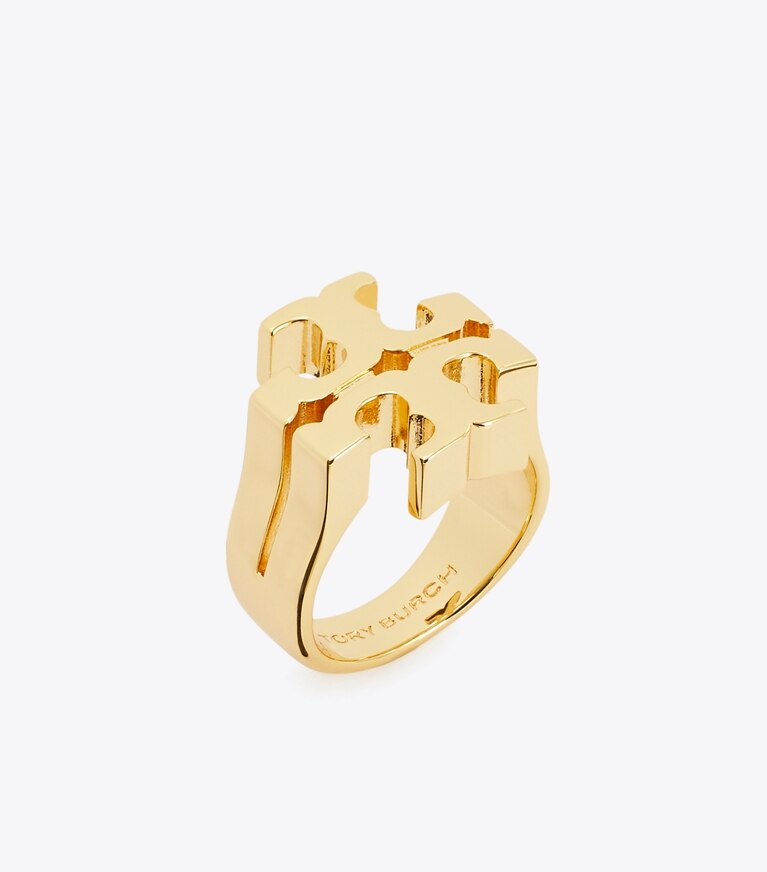 Tory Burch diseñador anillos Anillo Icon en Tory Gold ángulo