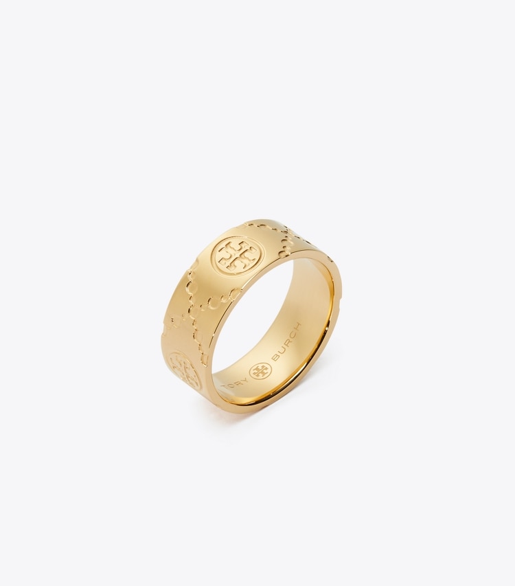 Tory Burch diseñador anillos Anillo Icon con monograma de T en Tory Gold ángulo