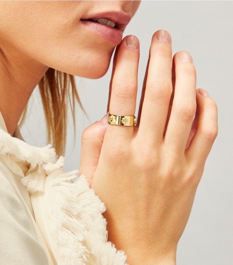 Tory Burch diseñador anillos Anillo Miller con tachuelas en Tory Silver accesorio en modelo
