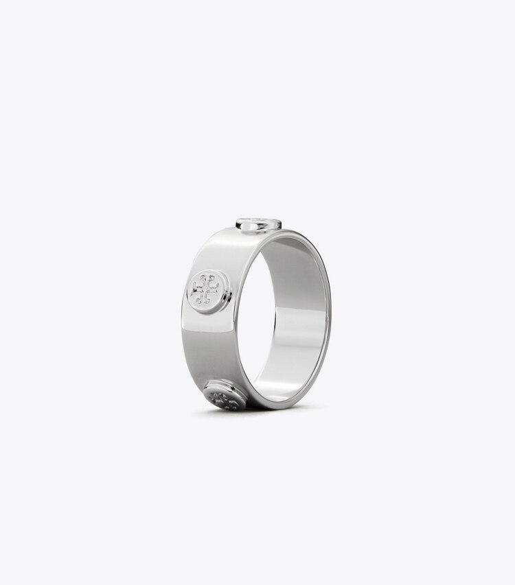 Tory Burch diseñador anillos Anillo Miller con tachuelas en Tory Silver ángulo