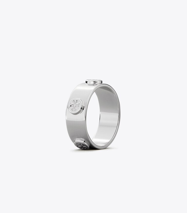 Tory Burch diseñador anillos Anillo Miller con tachuelas en Tory Silver ángulo
