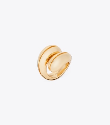 Tory Burch diseñador anillos Anillo Pierced en Light Brass ángulo