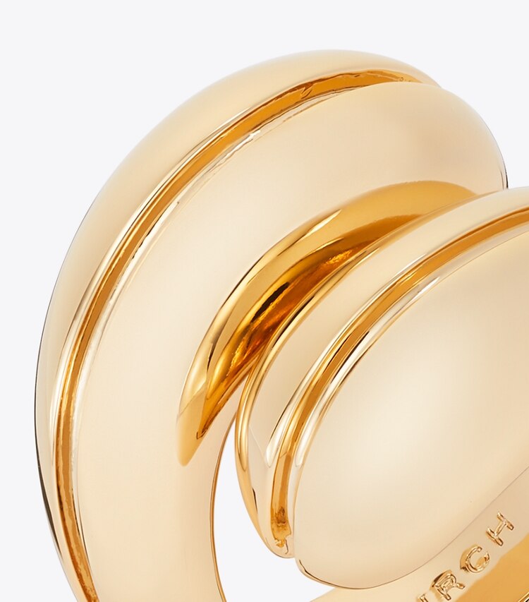 Tory Burch diseñador anillos Anillo Pierced en Light Brass detalle