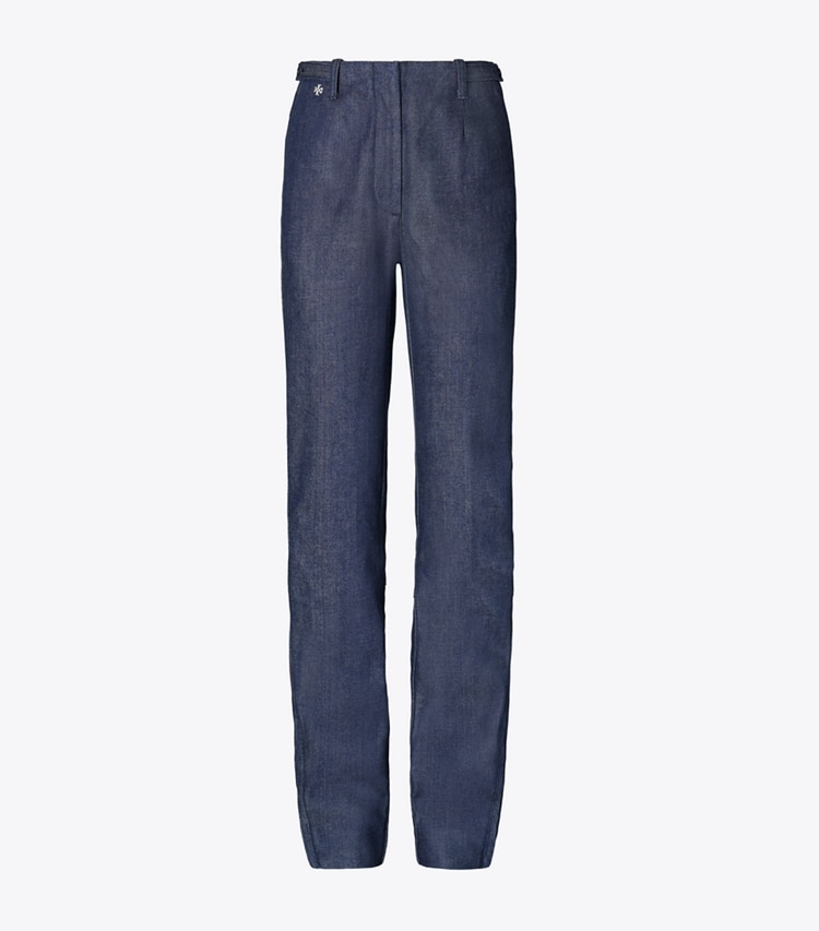 Tory Burch designer bottoms Ankle-Zip Cotton Jean in Raw/Unwashed front