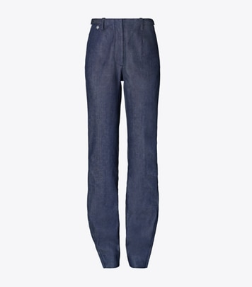Ankle-Zip Cotton Jeans: Women's Designer Bottoms | Tory Burch