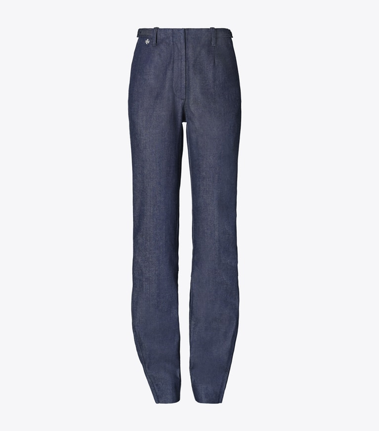 Tory Burch designer bottoms Ankle-Zip Cotton Jeans in Raw/Unwashed front