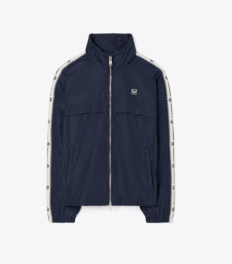 Tory Burch designer giacche Anorak con logo e zip integrale in Tory Navy front