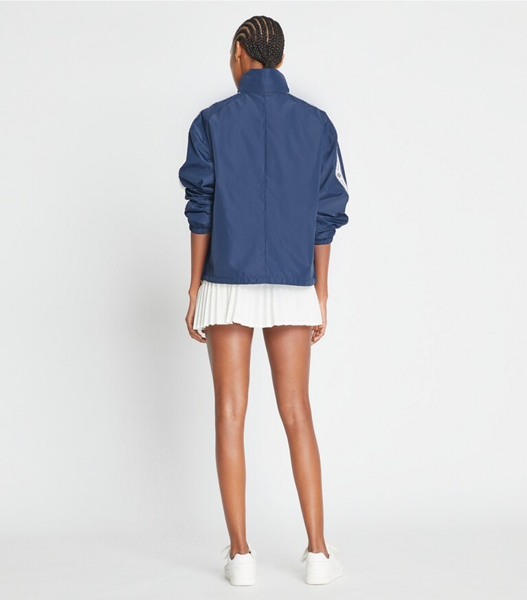 Tory Burch designer giacche Anorak con logo e zip integrale in Tory Navy front