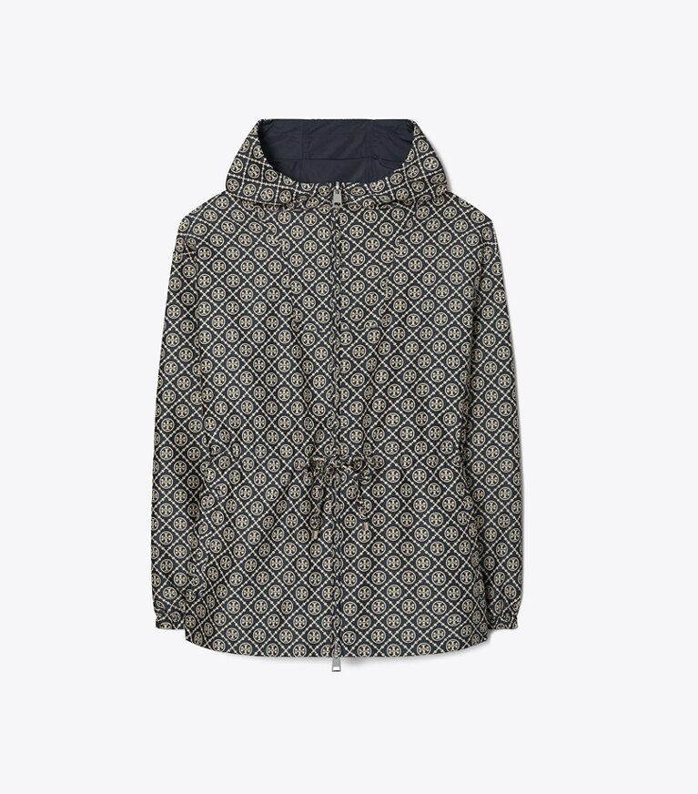 Tory Burch diseñador chaquetas Anorak de jacquard con monograma T en TORY NAVY T MONOGRAM SMALL SPORT frente