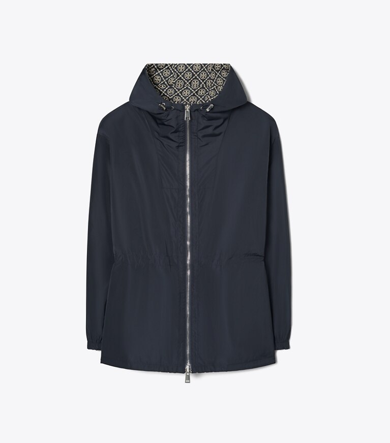 Tory Burch diseñador chaquetas Anorak de jacquard con monograma T en TORY NAVY T MONOGRAM SMALL SPORT reversible plegable
