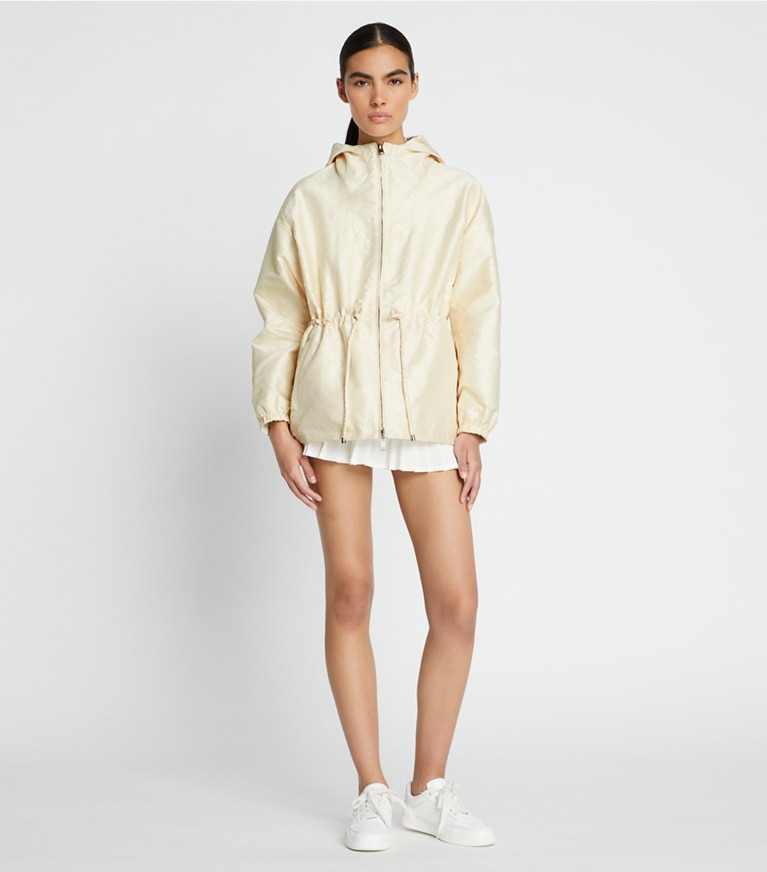 Tory Burch designer giacche Anorak in jacquard con T Monogram in SESAME T MONOGRAM SMALL SPORT front