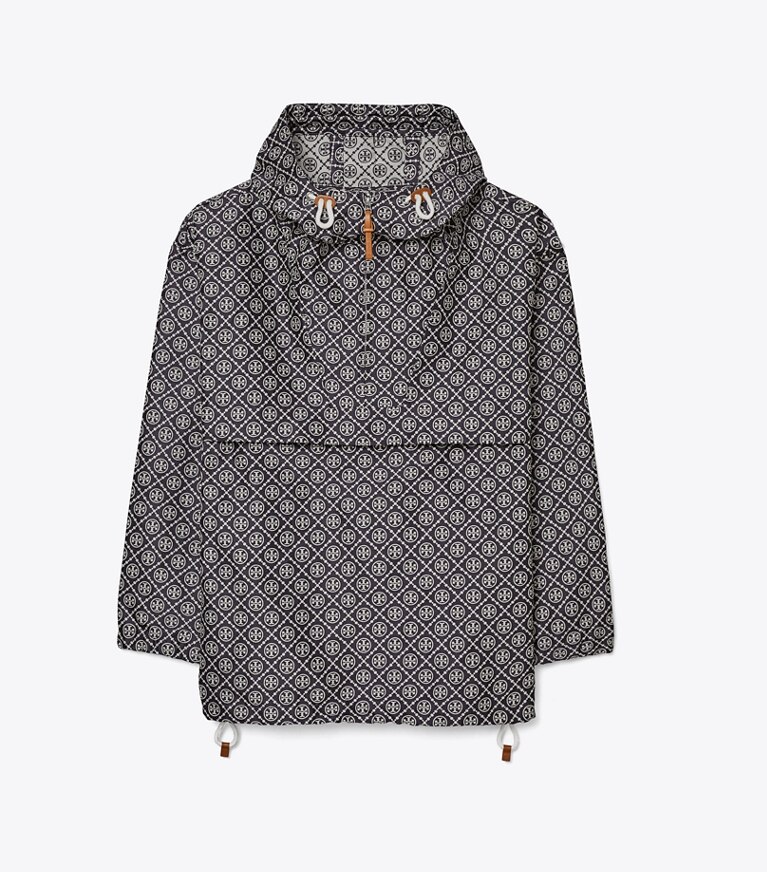 Tory Sport diseñador chaquetas Anorak jacquard con monograma de T en TORY NAVY T MONOGRAM SMALL SPORT frontal