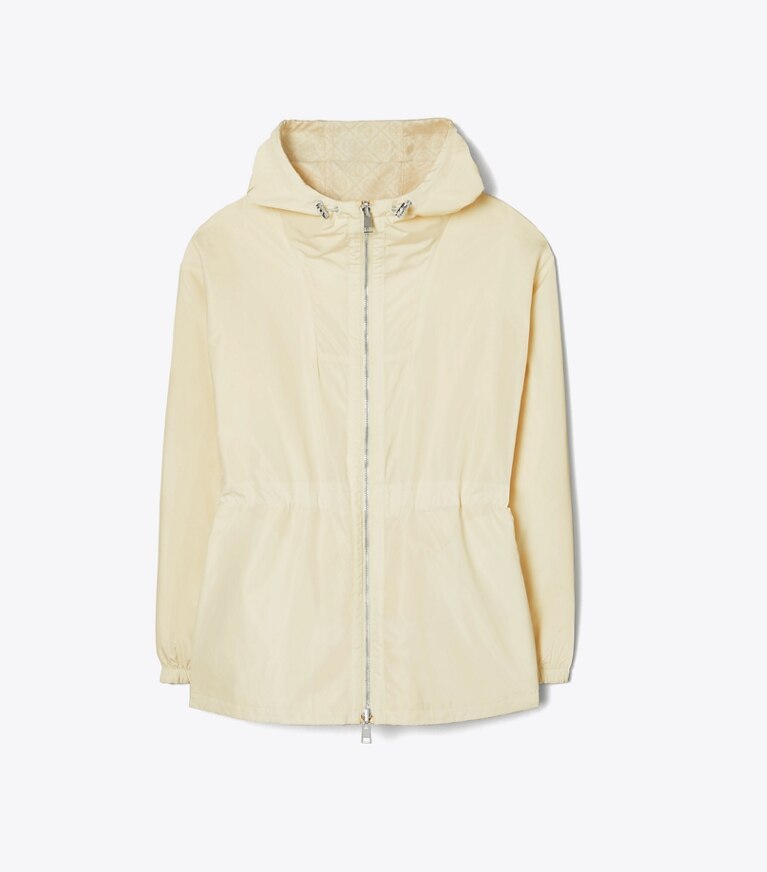 Tory Burch designer vestes Anorak T Monogram en jacquard in SESAME T MONOGRAM SMALL SPORT packable reversible