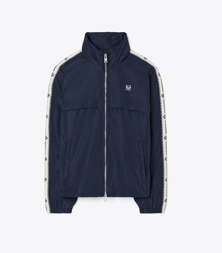 Tory Burch designer vestes Anorak zippé à liseré logo in Tory Navy front