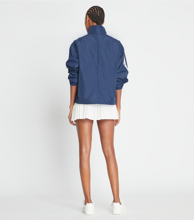 Tory Burch designer vestes Anorak zippé à liseré logo in Tory Navy front