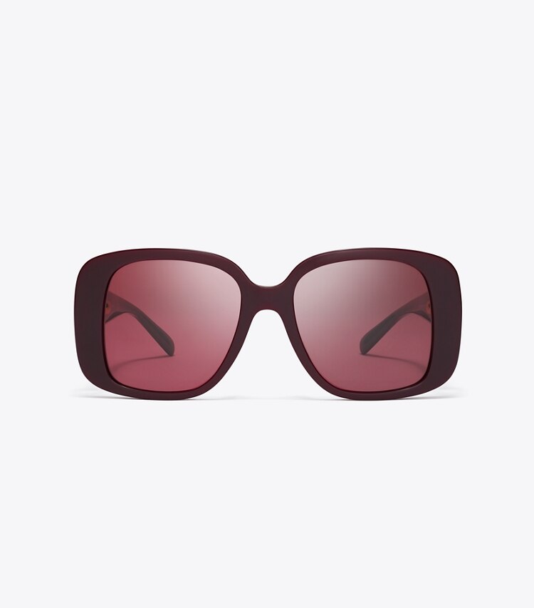 Tory Burch diseñador gafas de sol y anteojos Anteojos de sol cuadrados extragrandes Pierced en BURGUNDY/WINE frente