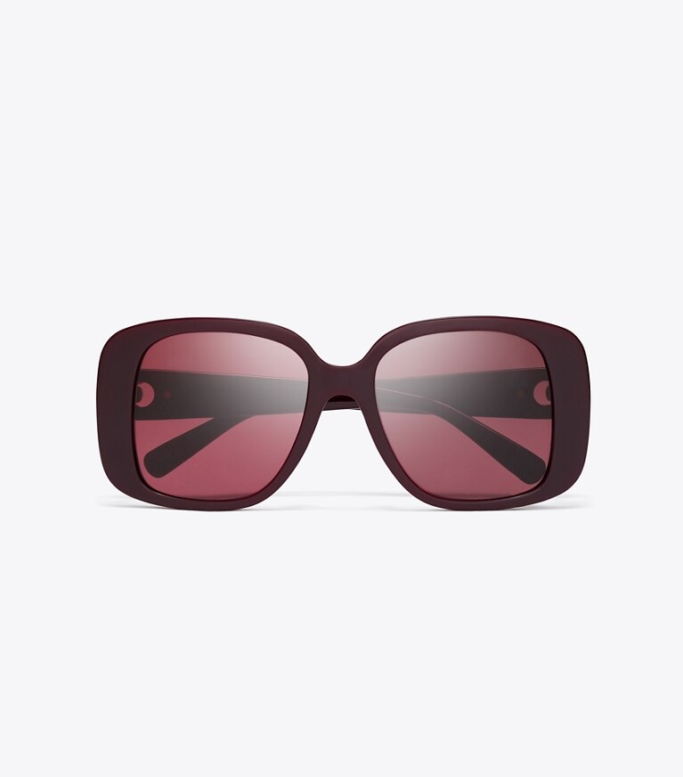 Tory Burch diseñador gafas de sol y anteojos Anteojos de sol cuadrados extragrandes Pierced en BURGUNDY/WINE vista superior