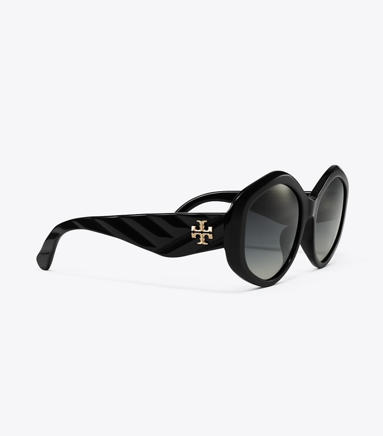 Tory Burch diseñador gafas de sol y anteojos Anteojos de sol geométricas Kira en BLACK/GREY GRADIENT POLAR detalle