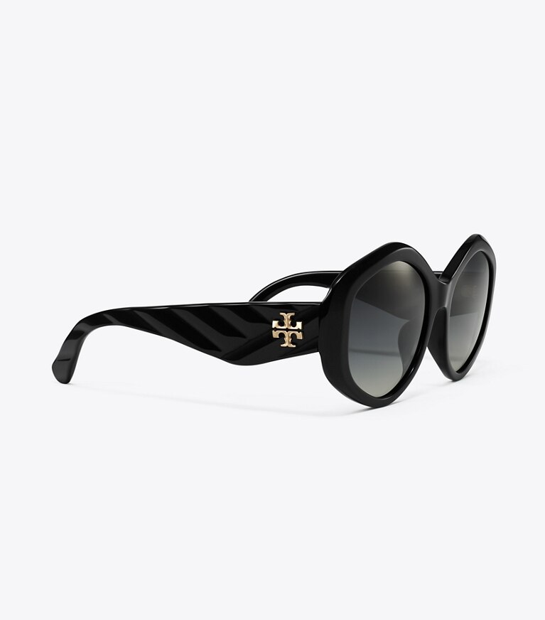 Tory Burch diseñador gafas de sol y anteojos Anteojos de sol geométricas Kira en BLACK/GREY GRADIENT POLAR detalle