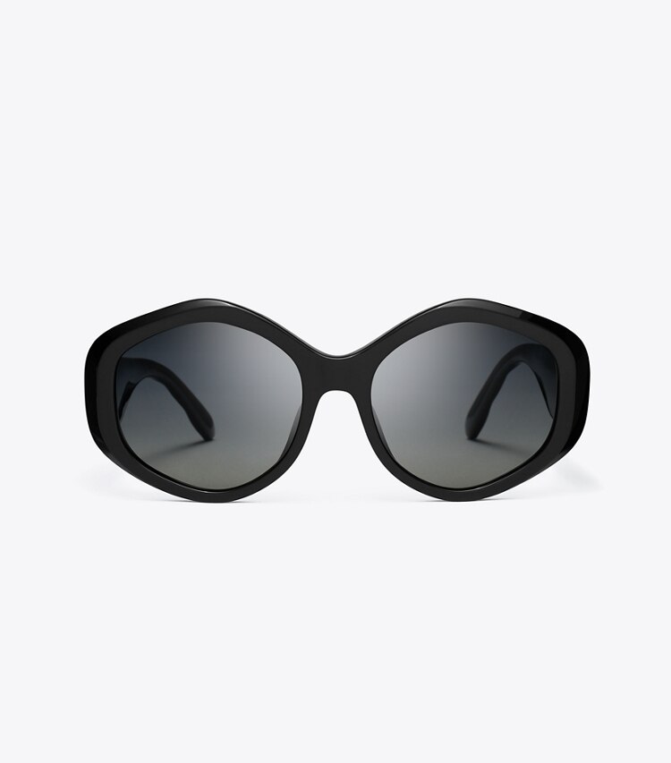 Tory Burch diseñador gafas de sol y anteojos Anteojos de sol geométricas Kira en BLACK/GREY GRADIENT POLAR frente