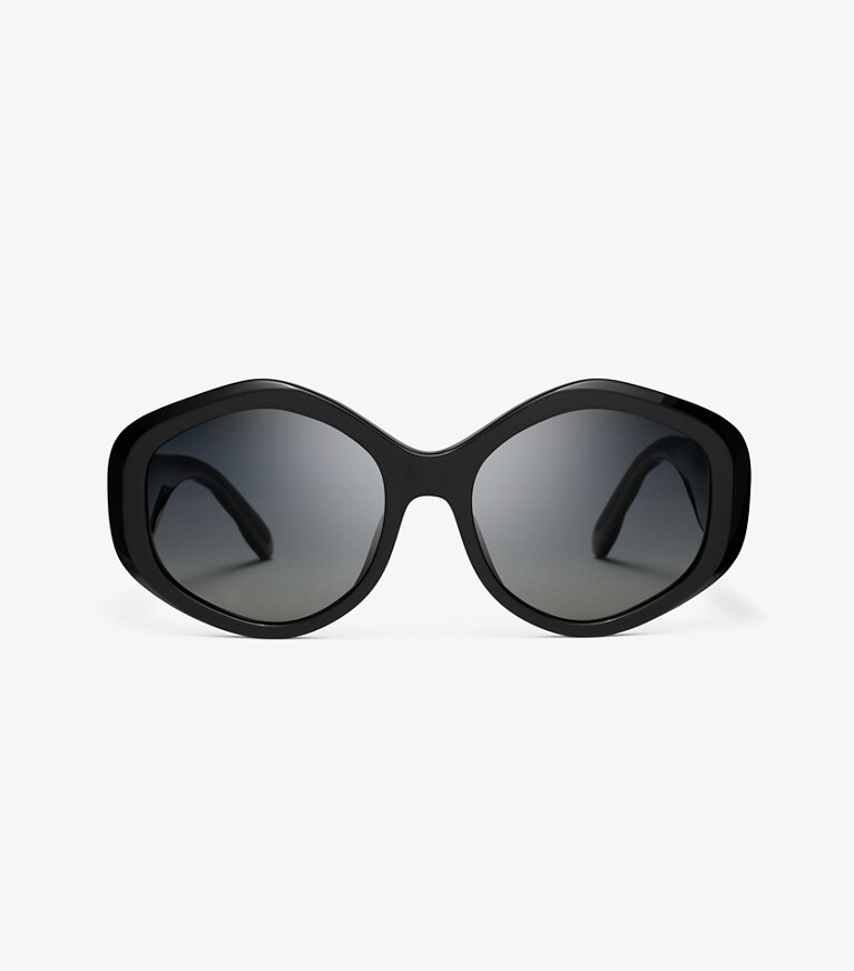 Tory Burch diseñador gafas de sol y anteojos Anteojos de sol geométricas Kira en BLACK/GREY GRADIENT POLAR frente