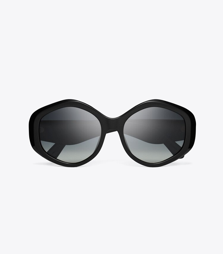 Tory Burch diseñador gafas de sol y anteojos Anteojos de sol geométricas Kira en BLACK/GREY GRADIENT POLAR vista superior