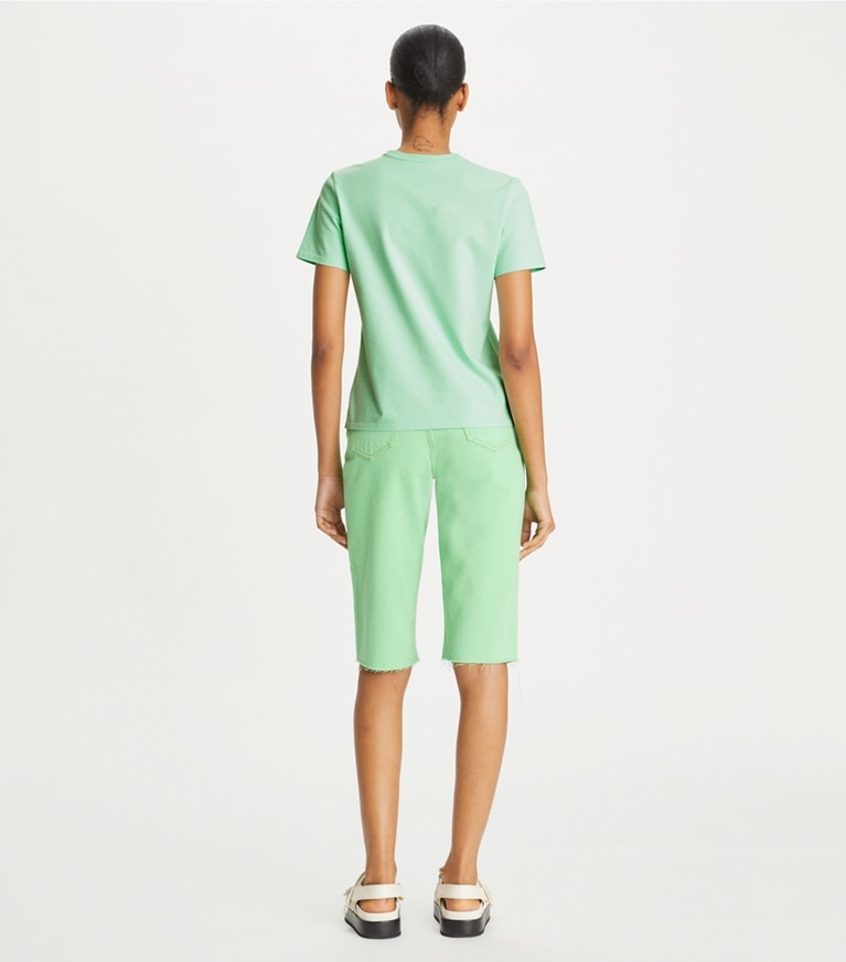 Tory Burch designer tops Apple Core T-Shirt in Aqua front