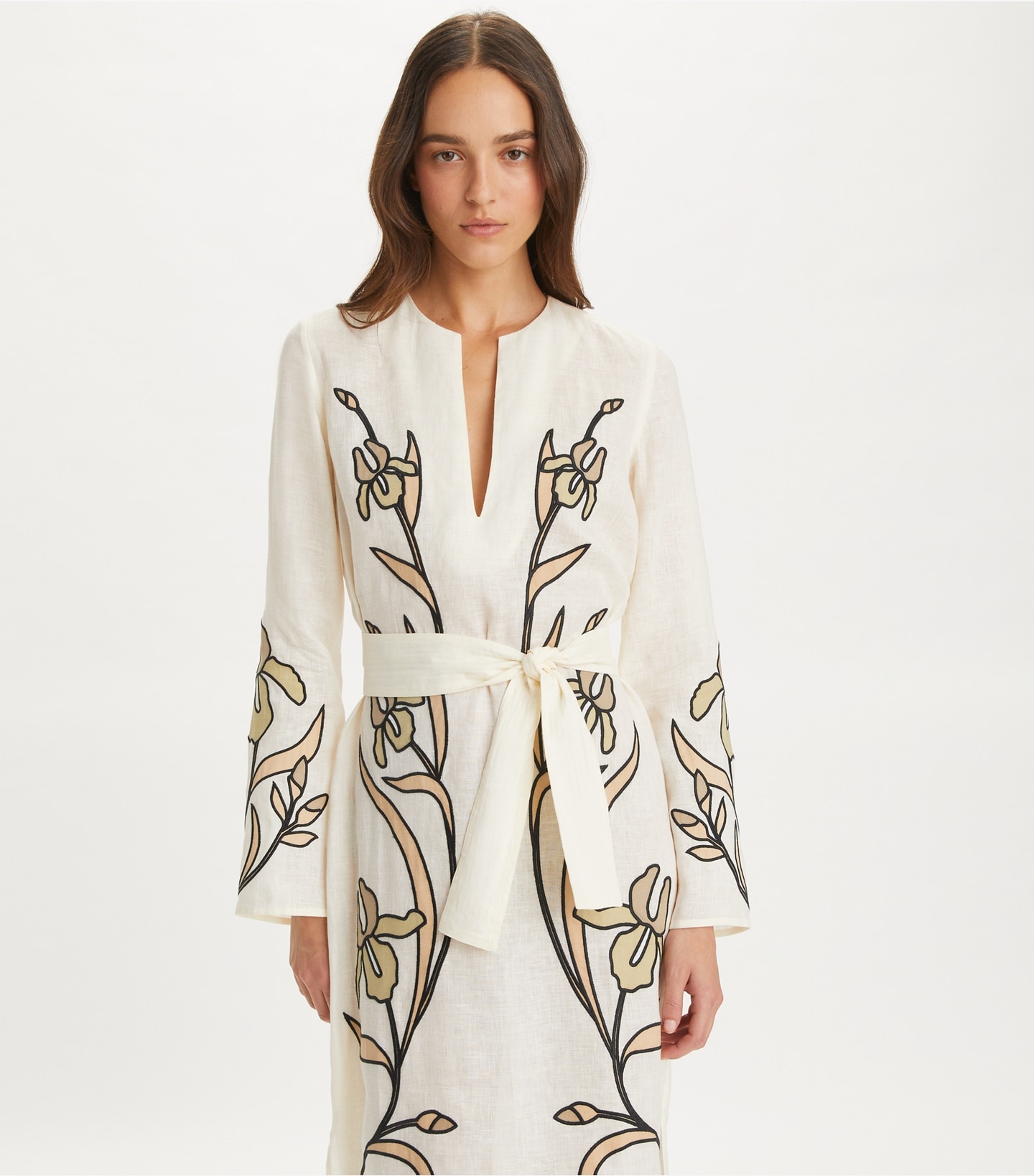 Appliqué Linen Caftan