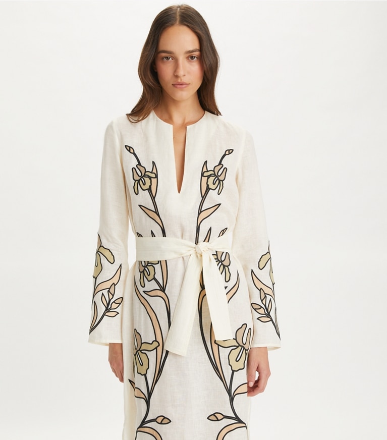 Appliqué Linen Caftan: Women's Designer Coverups | Tory Burch