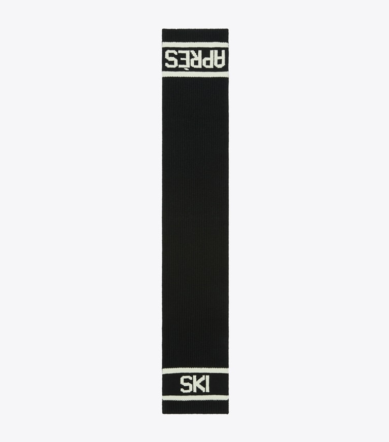 Tory Sport designer scarves Après Ski Scarf in Sport Black / French Cream folded
