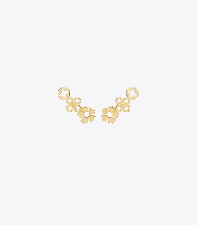 Tory Burch diseñador aretes Aretes tipo botón con perlas Forget Me Not en Tory Gold frente