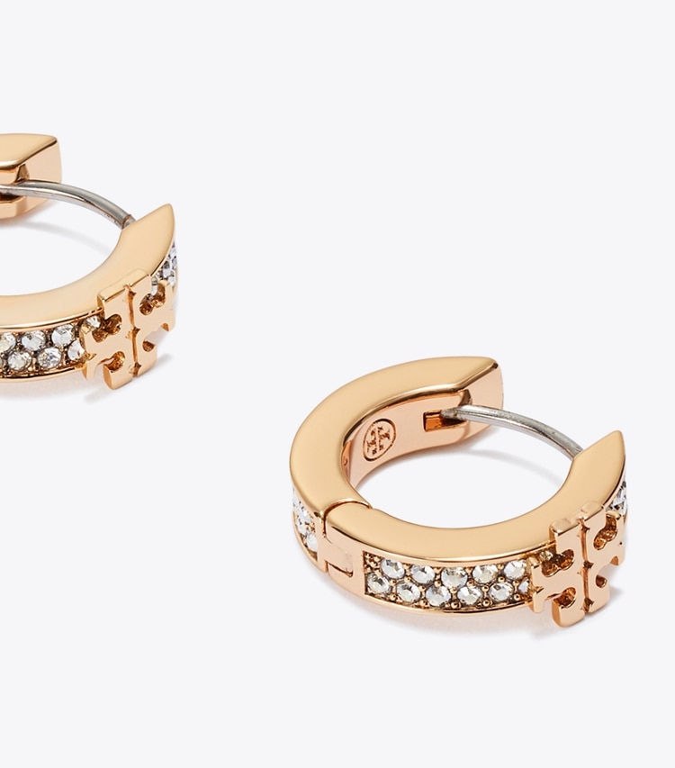 Tory Burch diseñador pendientes Aretes tipo huggie Icon con pavé en Tory Gold / Crystal detalle