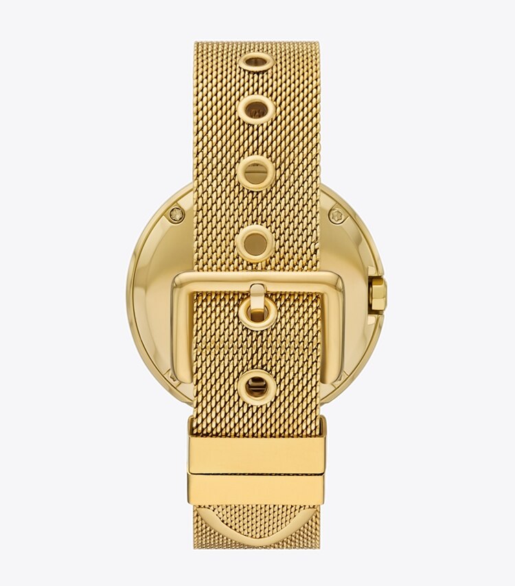 Tory Burch designer armbanduhren Armbanduhr mit Piercing-Detail in IVORY/GOLD zurück