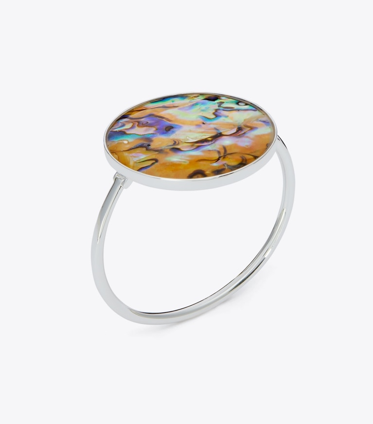Tory Burch designer armbänder Armspange mit Abalone in Antique Light Silver / Abalone front