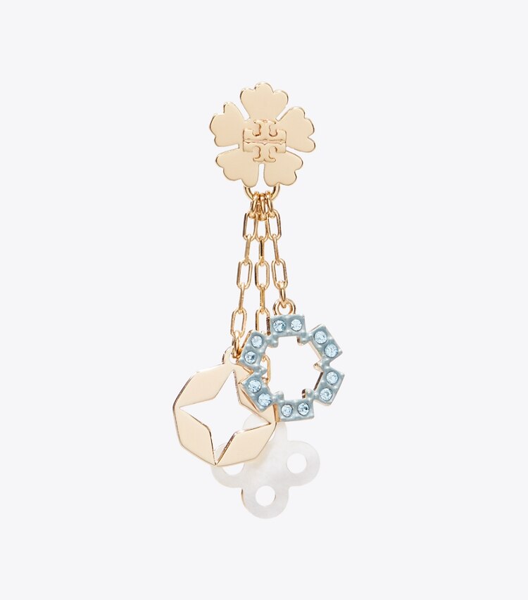 Tory Burch diseñador aretes Aro de cadena Forget Me Not en Tory Gold / Multi detalle