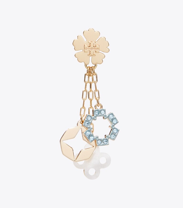 Tory Burch diseñador aretes Aro de cadena Forget Me Not en Tory Gold / Multi detalle