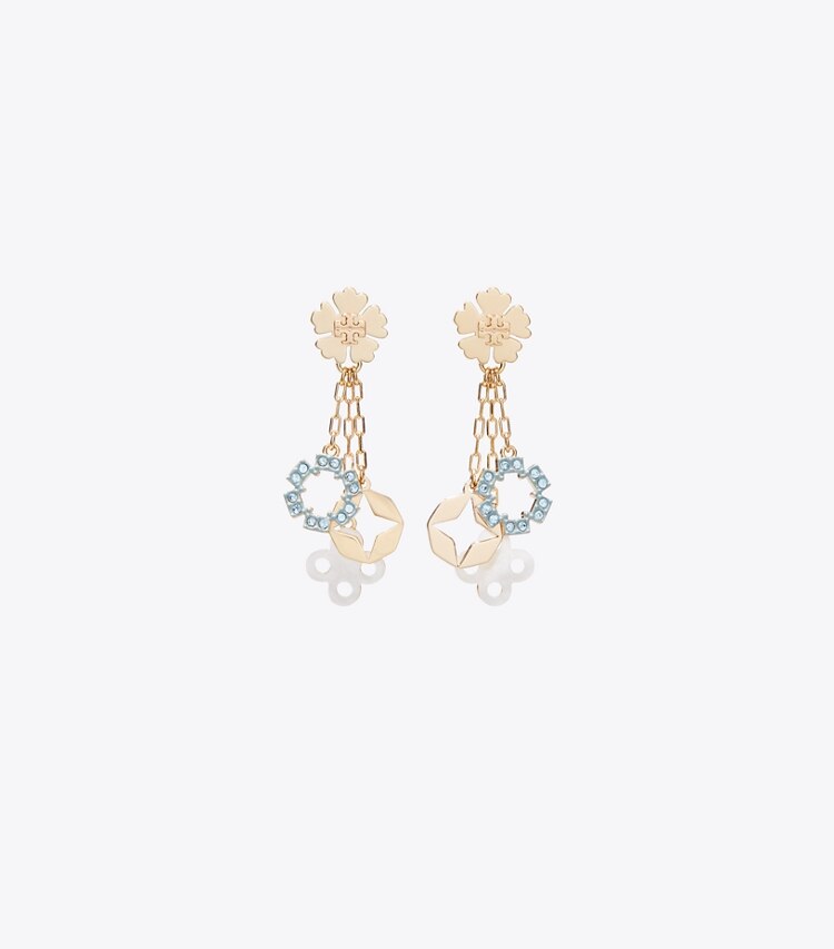 Tory Burch diseñador aretes Aro de cadena Forget Me Not en Tory Gold / Multi frente